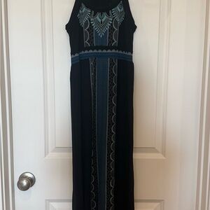 Athleta Black and Blue Patterned Dress Small